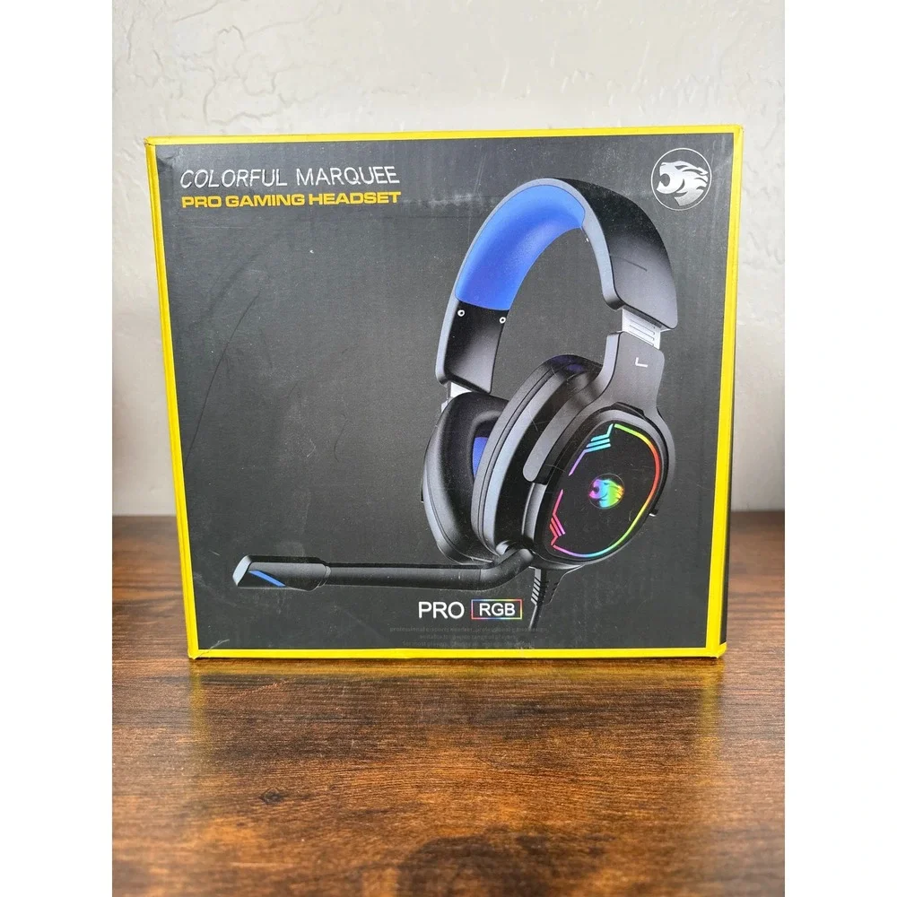 Colorful Marquee A82 Pro Gaming Headset RGB Wired Over Ear Black Blue NEW